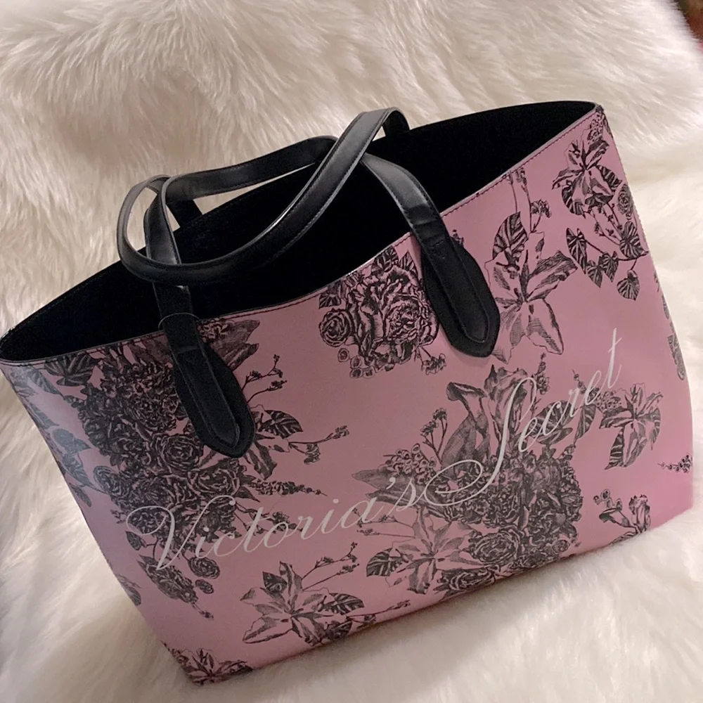 Victoria’s Secret Pink and Black Rose Tote NWT Excellent Condition